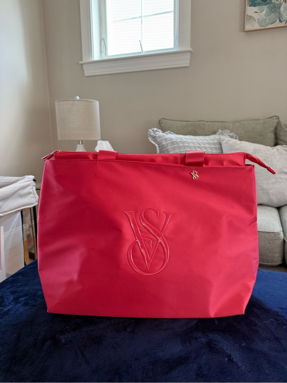 Victoria's Secret Hot Pink Monogram Tote Bag